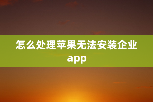 怎么处理苹果无法安装企业app