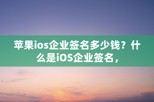 苹果ios企业签名多少钱？什么是iOS企业签名，