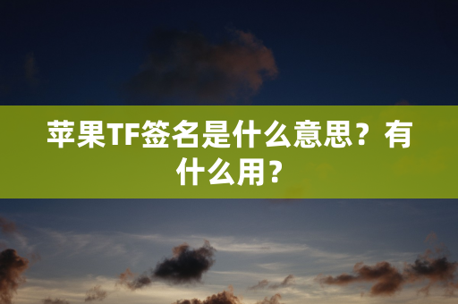 苹果TF签名是什么意思？有什么用？