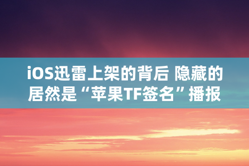 iOS迅雷上架的背后 隐藏的居然是“苹果TF签名”播报文章