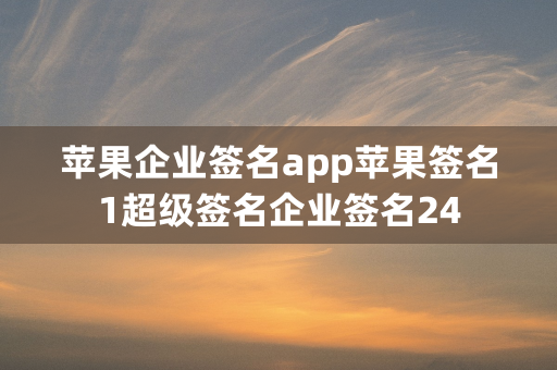 苹果企业签名app苹果签名1超级签名企业签名24