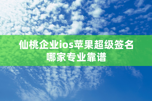 仙桃企业ios苹果超级签名哪家专业靠谱