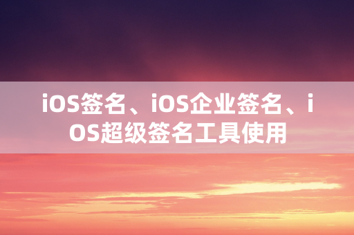 iOS签名、iOS企业签名、iOS超级签名工具使用