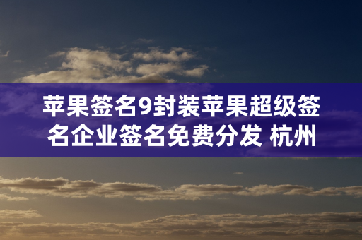 苹果签名9封装苹果超级签名企业签名免费分发 杭州