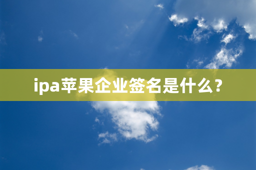 ipa苹果企业签名是什么？