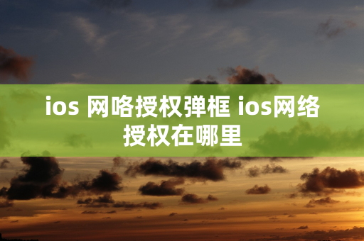 ios 网咯授权弹框 ios网络授权在哪里