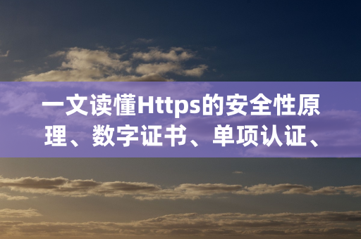 一文读懂Https的安全性原理、数字证书、单项认证、双项认证等