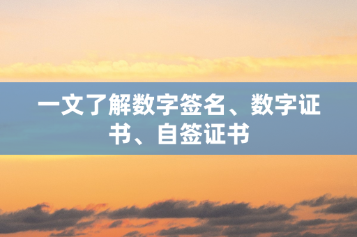 一文了解数字签名、数字证书、自签证书