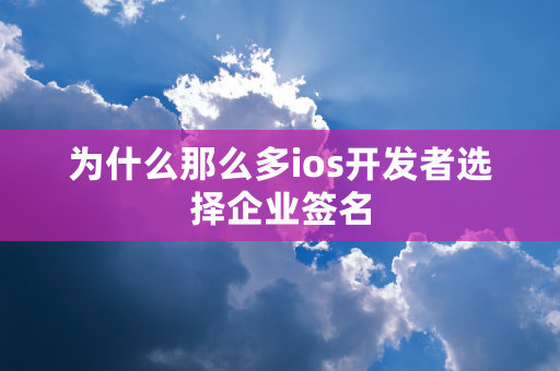 为什么那么多ios开发者选择企业签名