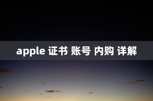 apple 证书 账号 内购 详解