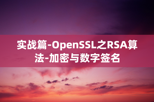 实战篇-OpenSSL之RSA算法-加密与数字签名