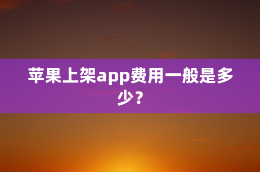 苹果上架app费用一般是多少？