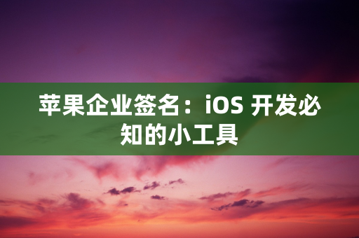 苹果企业签名：iOS 开发必知的小工具